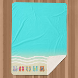 ビーチサンダルビーチウェーブブルー シェルパブランケット