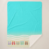 ビーチサンダルビーチウェーブブルー シェルパブランケット (正面)