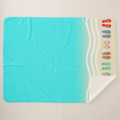 ビーチサンダルビーチウェーブブルー シェルパブランケット (正面(横))