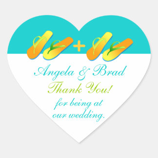 ビーチサンダルビーチ結婚式お気に入りステッカー ハートシール