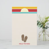 ビーチサンダル及び70sによってインスパイアビーチの日没の文房具 便箋 (スタンド正面)