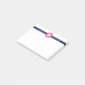 ビーチサンダル名門私立校風の明るい赤紫色ピンク&ネイビーストライプズ ポストイット (アングル)