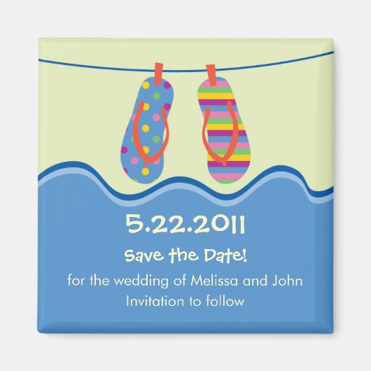 ビーチサンダル日付マグネットの保存 マグネット (正面)