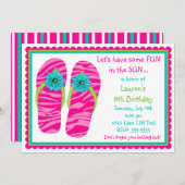 ビーチサンダル誕生日招待状 招待状 (正面/裏面)