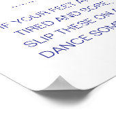 ビーチサンダル踊りシューズネイビー結婚ブルーズサイン ポスター (角)