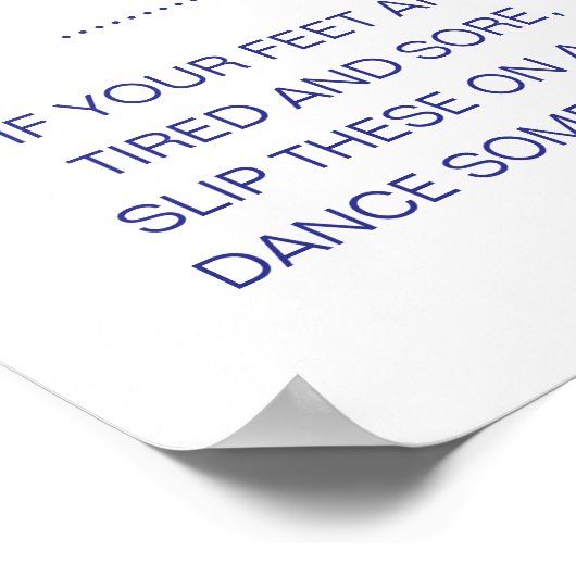 ビーチサンダル踊りシューズネイビー結婚ブルーズサイン ポスター (角)