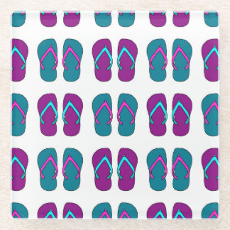 ビーチサンダル：明るい白ヴィンテージ。 ガラスコースター