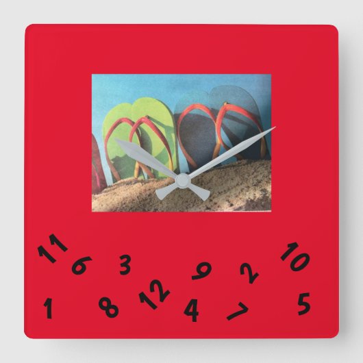 ***ビーチサンダル***角壁時計 スクエア壁時計 (正面)