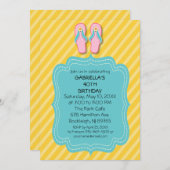 ビーチサンダル 誕生日パーティー招待状 招待状 (正面/裏面)