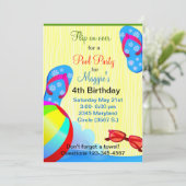 ビーチサンダル 誕生日パーティー招待状 招待状 (スタンド正面)