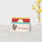 ビーチサンダル& 70sサンインスパイアセットノテカード カード (黄色い花)