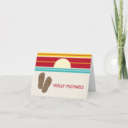 ビーチサンダル& 70sサンインスパイアセットノテカード カード (正面)