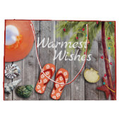 ビーチサンダルnパームツリーとクリスマスライトビーチ ラージペーパーバッグ (裏面)