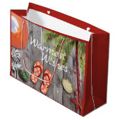 ビーチサンダルnパームツリーとクリスマスライトビーチ ラージペーパーバッグ (正面アングル)