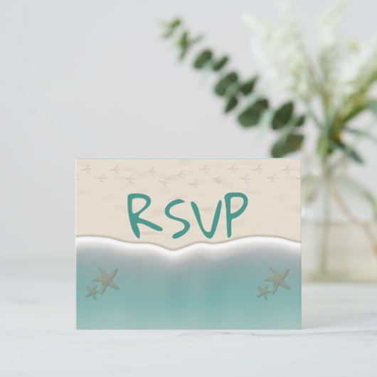 ビーチサンディショアスターフィッシュRSVPポストカード インビテーションポストカード (スタンド正面)