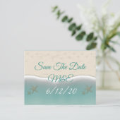 ビーチサンディショアヒトデ日付ポストカードを保存 ポストカード (スタンド正面)