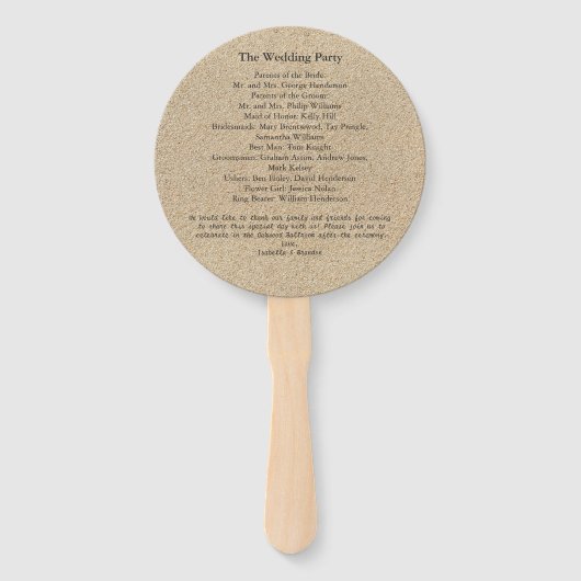 ビーチサンディトゥーズサルティキス結婚式 プログラムファン ハンドファン (裏面)