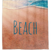 ビーチサンディ海岸線ブルー海岸海波 シャワーカーテン (正面)