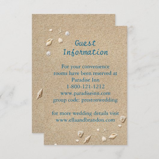 ビーチサンディ足指の塩辛いキスエンクロージャカード 招待状 (正面/裏面)