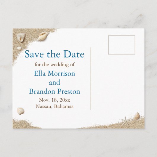 ビーチサンディ足指サルティキス日付を保存 案内ポストカード (裏面)