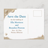 ビーチサンディ足指Saltyキス写真Save the Date 案内ポストカード (裏面)