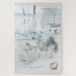 ビーチサンドアンドシーコラージハッピーリタイア ジグソーパズル