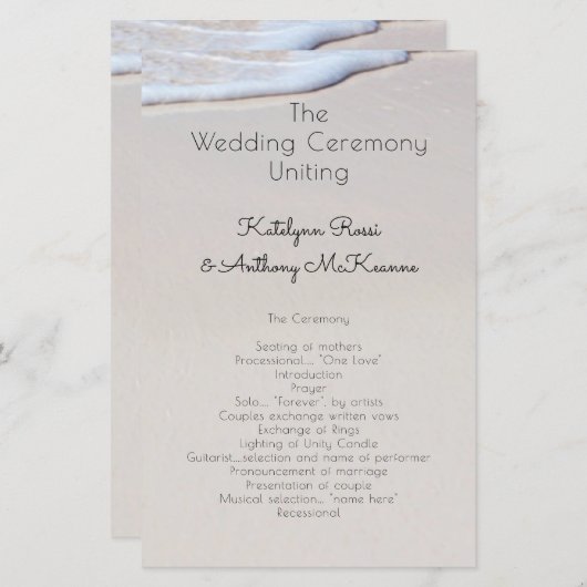 ビーチサンドカスタム結婚式 プログラム (正面/裏面)