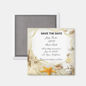 ビーチサンドキャッスルウェディングデイトマグネットを保存 マグネット (正面/裏面)