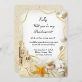 ビーチサンドキャッスルウェディングブライズメイド招待状 招待状 (正面/裏面)