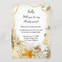 ビーチサンドキャッスルウェディングブライズメイド招待状 招待状