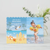 ビーチサンドキャッスルバースデーパーティーの写真の招待状 招待状 (スタンド正面)