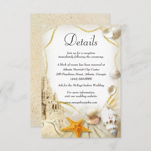 ビーチサンドキャッスル結婚ズ詳細 エンクロージャーカード (正面/裏面)