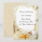 ビーチサンドキャッスル結婚式受付カード 招待状 (正面/裏面)