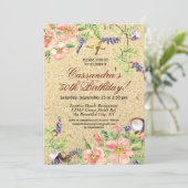 ビーチサンドシェルズウォーターカラーフローラ50th誕生日 招待状 (スタンド正面)