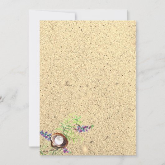 ビーチサンドシェルズウォーターカラーフローラ50th誕生日 招待状 (裏面)