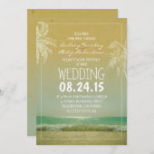 ビーチサンドシーウェーブ&パームズ結婚式招待状 招待状 (正面/裏面)