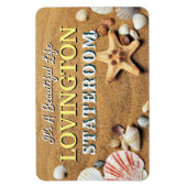 ビーチサンドシーシェルズフォトクルーズルームモノグラム マグネット (縦)