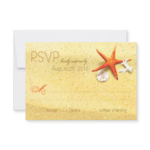 ビーチサンドシーシェルRSVPカード