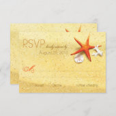 ビーチサンドシーシェルRSVPカード 出欠カード (正面/裏面)
