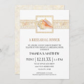 ビーチサンドストライプコンチシェルエレガントなウェディングアート 招待状 (正面/裏面)