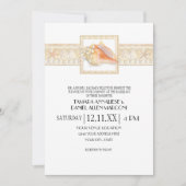 ビーチサンドストライプコンチシェルエレガントなウェディングアート 招待状 (正面)