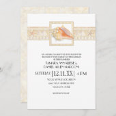 ビーチサンドストライプコンチシェルエレガントなウェディングアート 招待状 (正面/裏面)