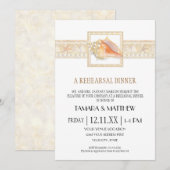 ビーチサンドストライプ コンクシェル エレガント ウェディング アート 招待状 (正面/裏面)