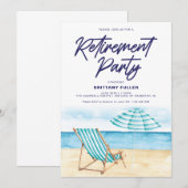 ビーチサンドチェア引退パーティー招待状 招待状 (正面/裏面)