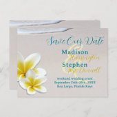 ビーチサンドトロピカルウェディング日付ポストカードを保存 案内ポストカード (正面/裏面)