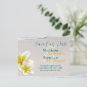 ビーチサンドトロピカルウェディング日付ポストカードを保存 案内ポストカード (スタンド正面)