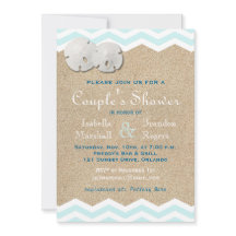 ビーチサンドドルズカップルのシャワー招待状