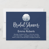 ビーチサンドドルネイビーブルーブライダルシャワー 招待状 (正面)