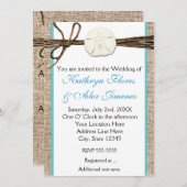 ビーチサンドドルバーラップターコイズ招待状 招待状 (正面/裏面)