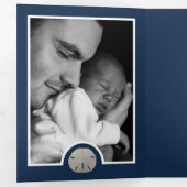 ビーチサンドドル、6フォトコラージュベビー誕生 三つ折り案内状 (内部最初)